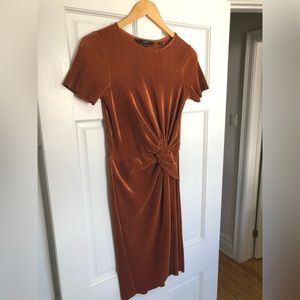 Vero Moda bronze pleated mini dress